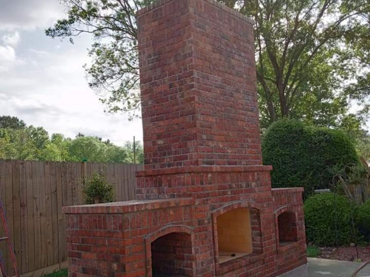 Brick outdoor fireplace