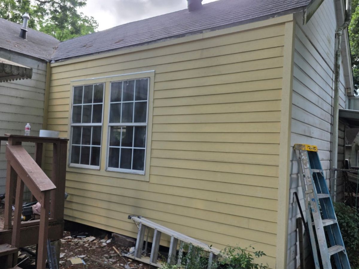 Exterior wall after new siding installation